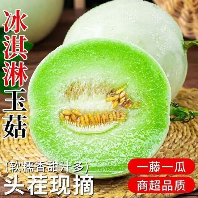 山东正宗玉菇甜瓜冰淇淋甜瓜香甜多汁当季新鲜水果带箱3斤【约1-2个】